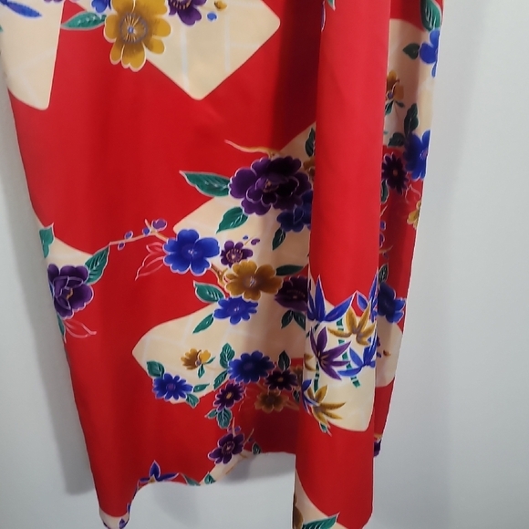 Hilo Hattie Floral Wrap Maxi Dress OS Red Hawaiian MuuMuu Sarong Vacation - Picture 4 of 12